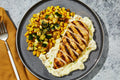 Country Herb Chicken & Potato Leek Mash with Roasted Corn & Zucchini Saute