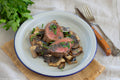 Beef Loin with Truffle Pommes Purée, Roasted King Trumpet Mushrooms & Bordelaise